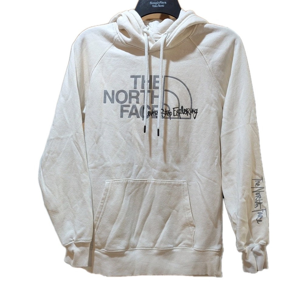 The North Face Womens Ivory‎ Logo Hoodie Sweatshirt Pocket Size Small